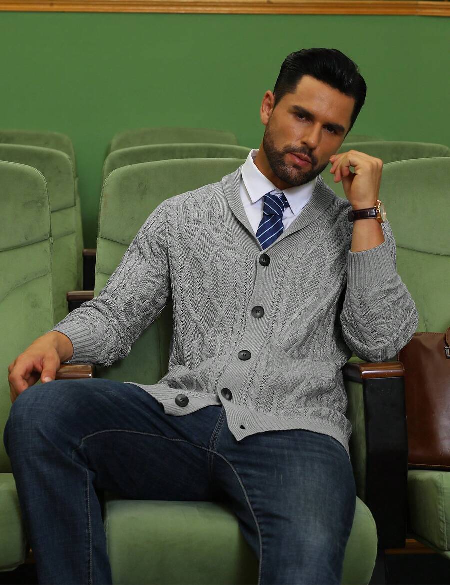 Men's shawl collar slim-fit cardigan — additional view