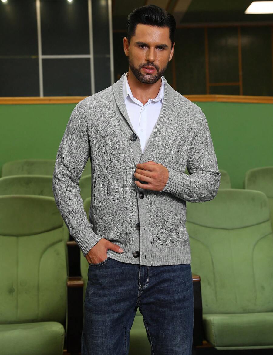 Men's shawl collar slim-fit cardigan — additional view