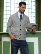 Men's shawl collar slim-fit cardigan — detail view