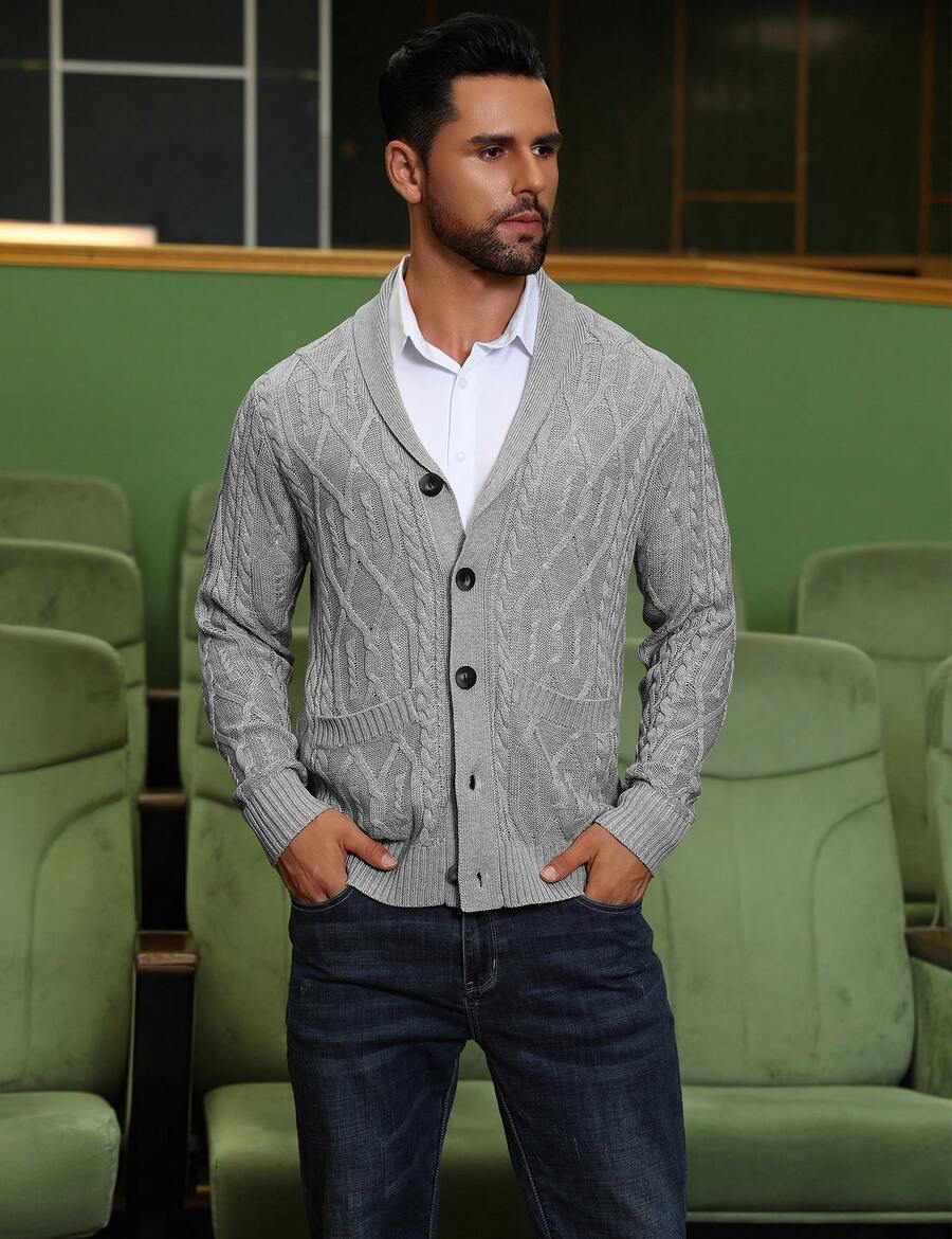 Men's shawl collar slim-fit cardigan — alternate view
