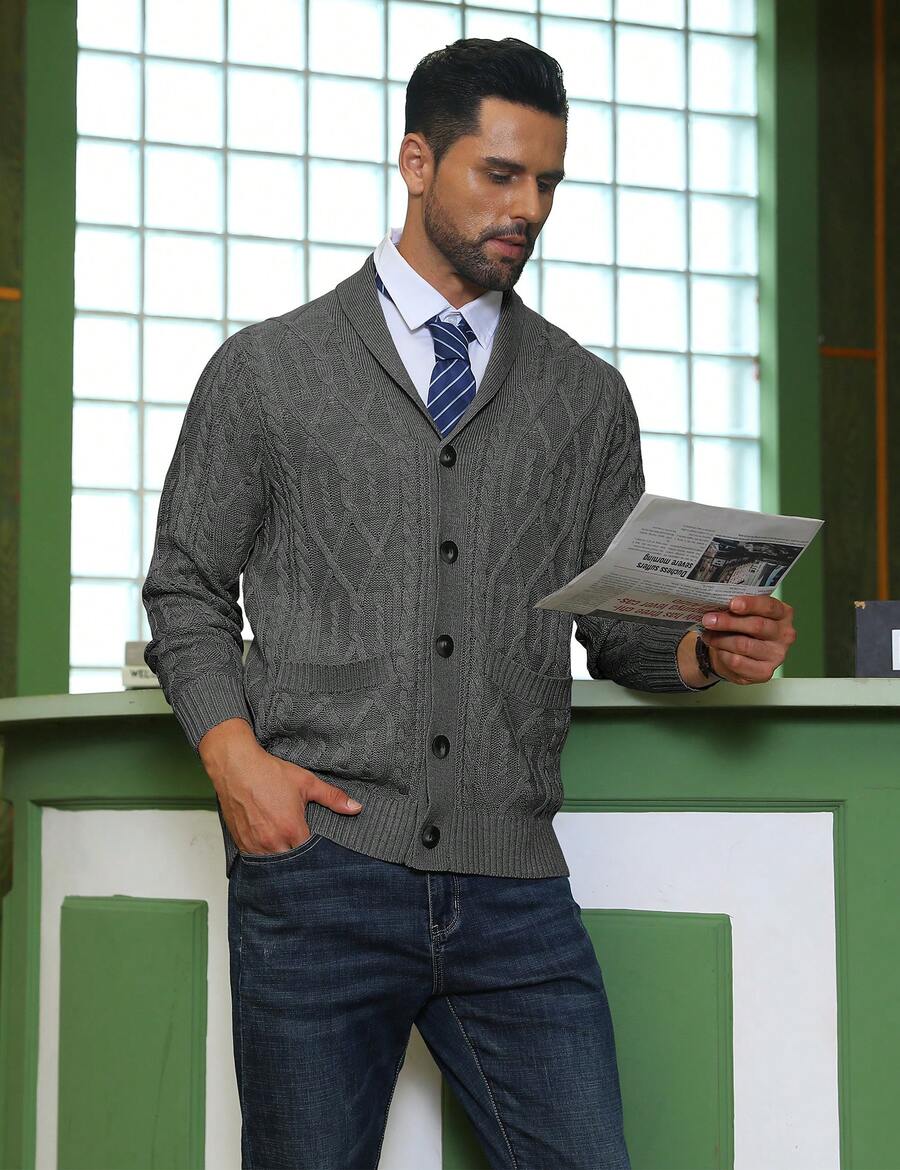 Men's shawl collar slim-fit cardigan — additional view