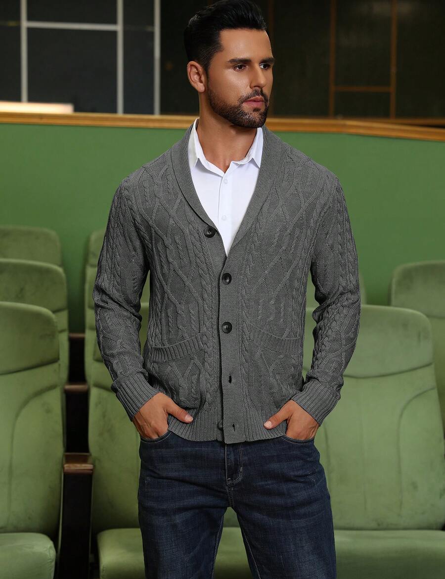 Men's shawl collar slim-fit cardigan — additional view