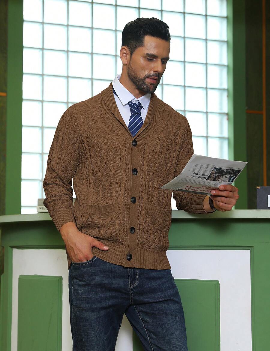 Men's shawl collar slim-fit cardigan — additional view