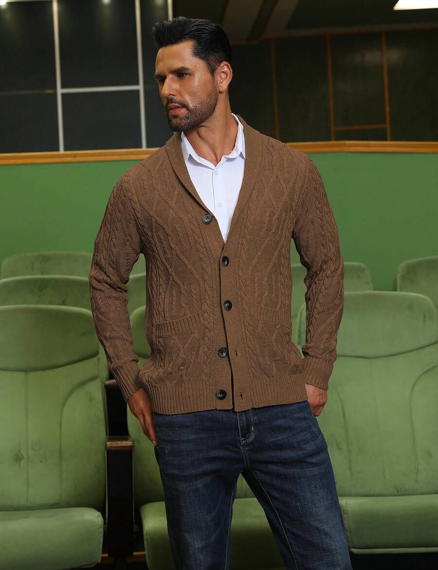 Men's shawl collar slim-fit cardigan — additional view