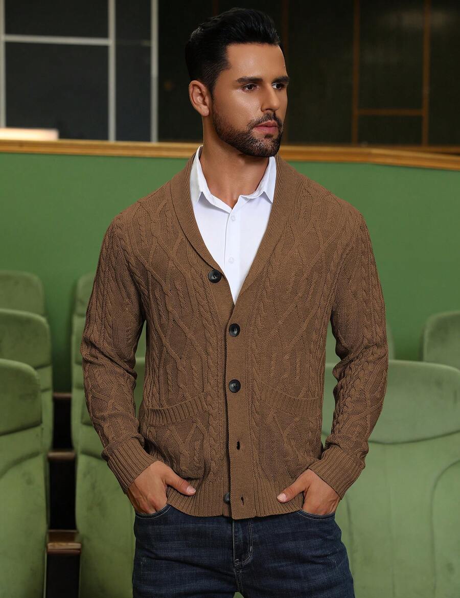 Men's shawl collar slim-fit cardigan — additional view