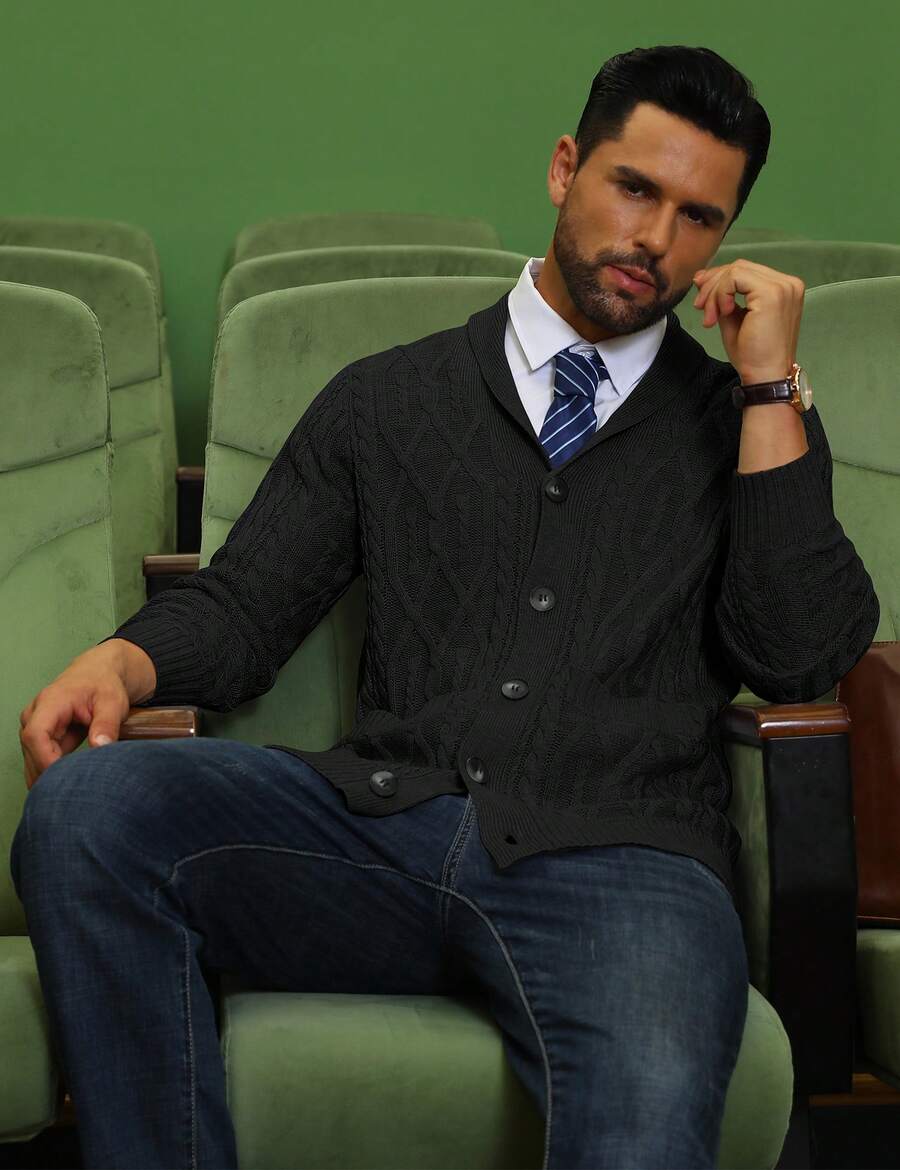 Men's shawl collar slim-fit cardigan — additional view