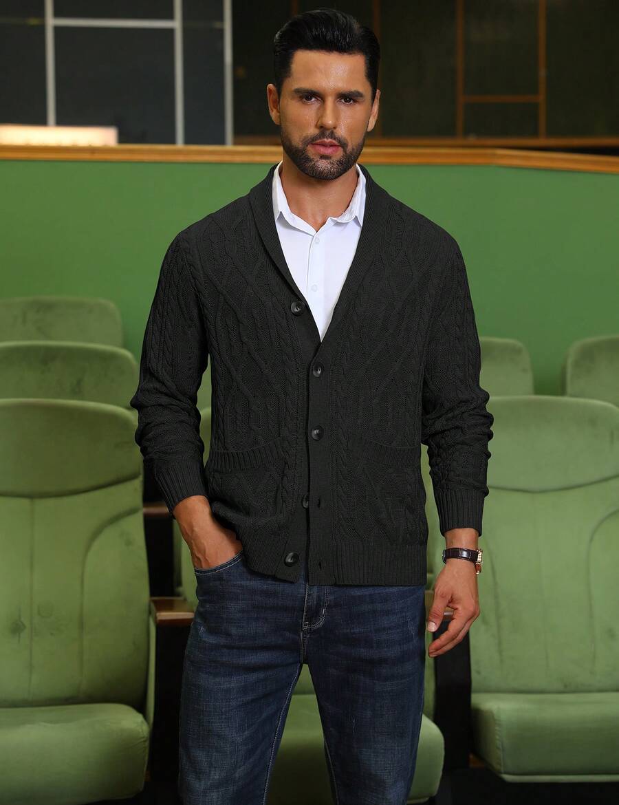 Men's shawl collar slim-fit cardigan — additional view