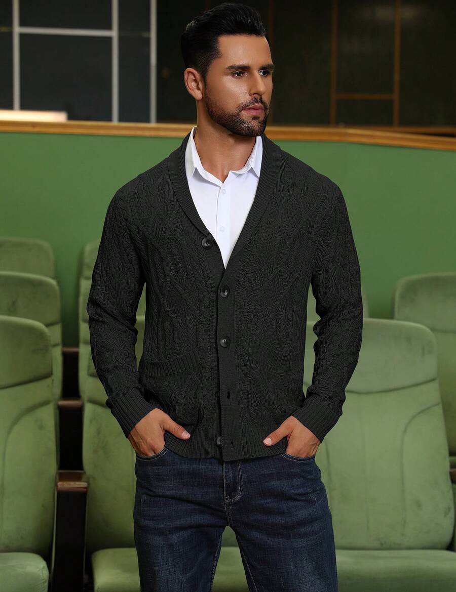Men's shawl collar slim-fit cardigan — additional view