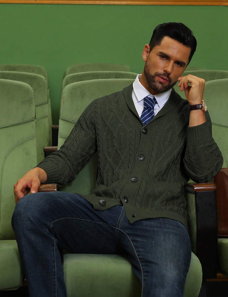 Men's shawl collar slim-fit cardigan — additional view