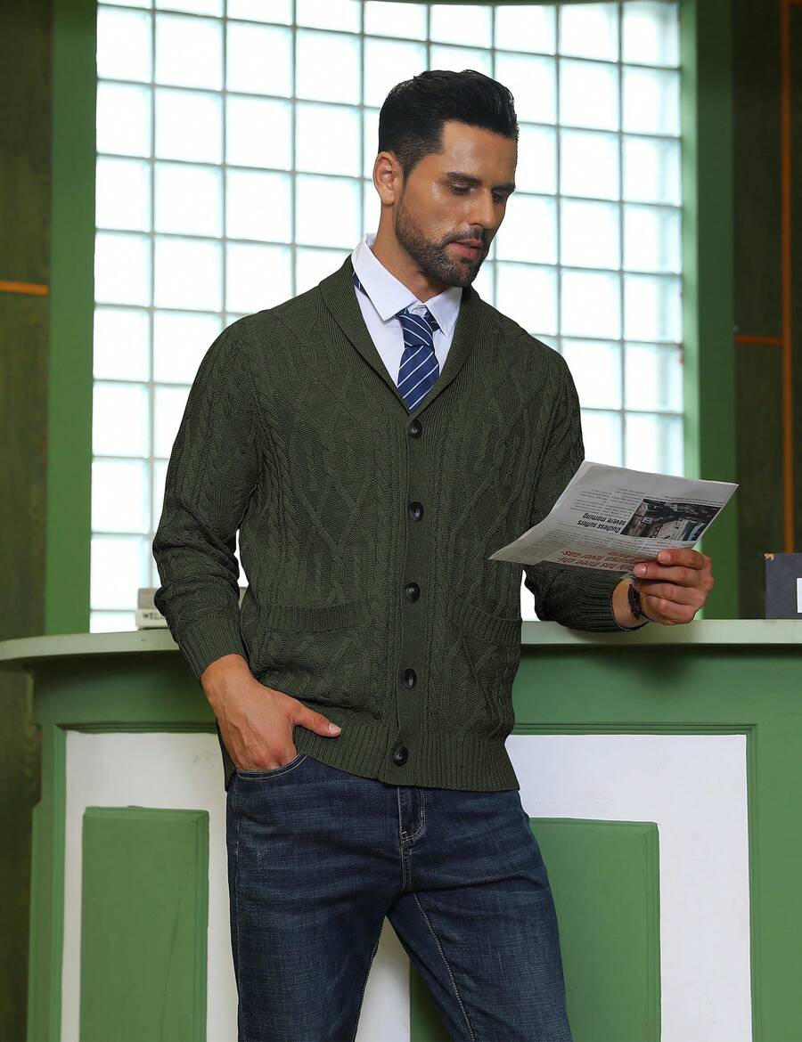 Men's shawl collar slim-fit cardigan — additional view