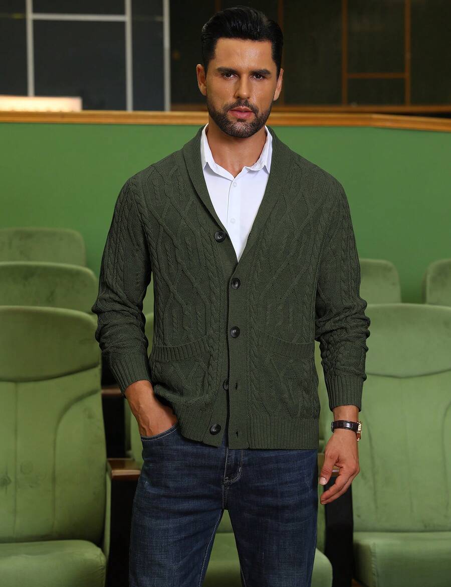 Men's shawl collar slim-fit cardigan — additional view