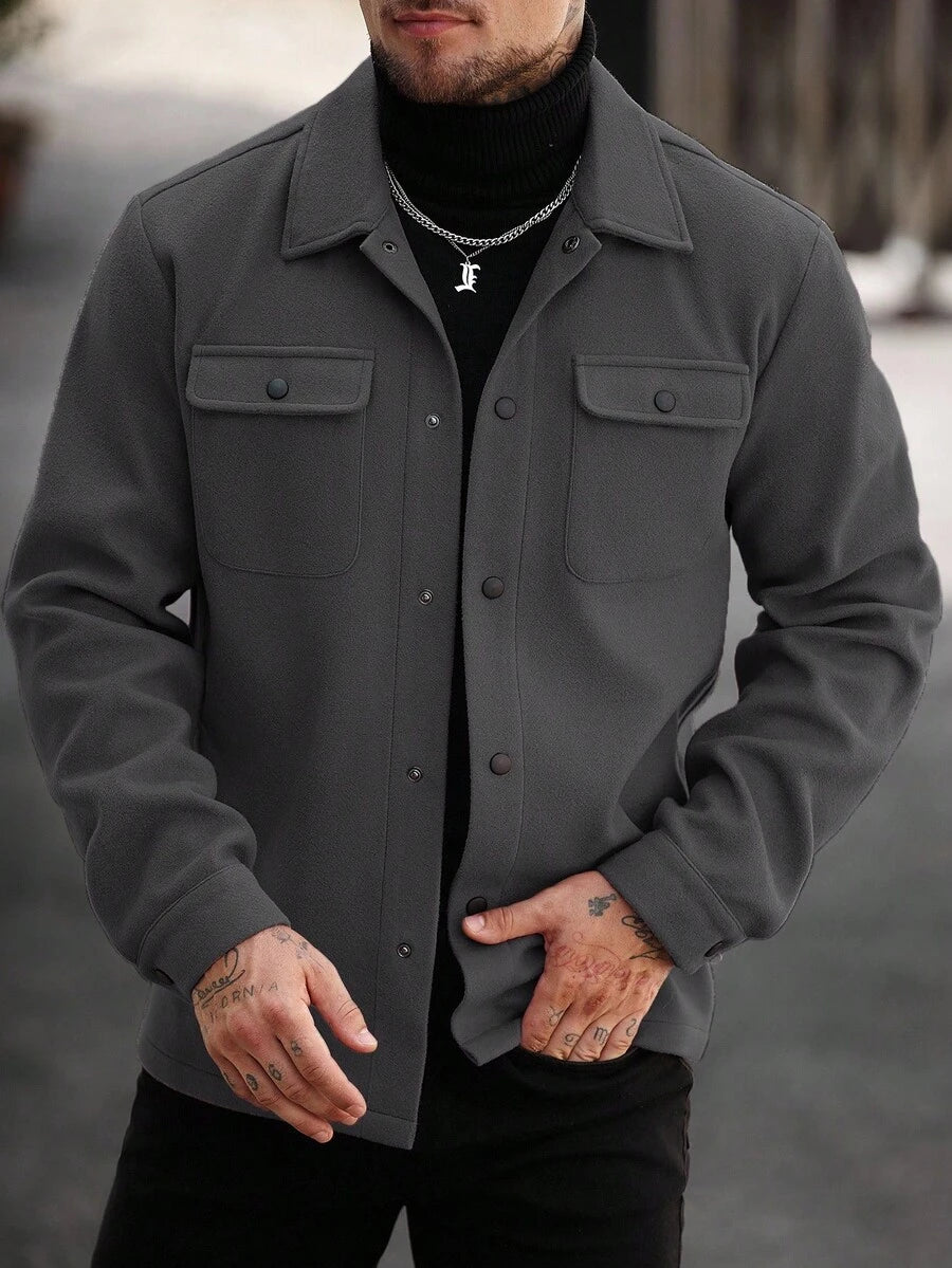Men's single-breasted long sleeve shacket — additional view