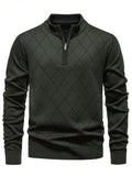 Men's half-zip long sleeve pullover in army green — additional view
