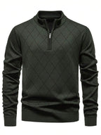 Men's half-zip long sleeve pullover in army green — additional view