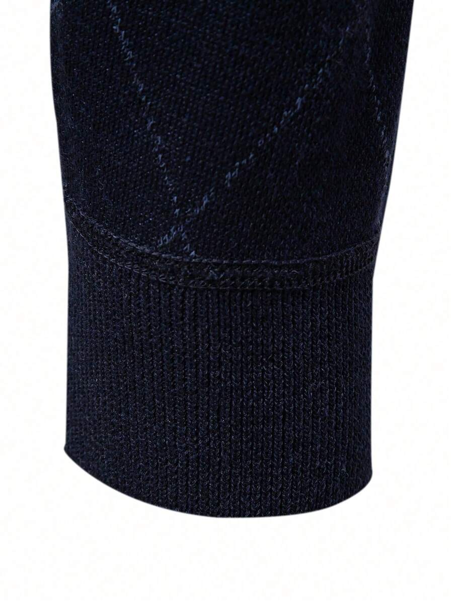 Men's half-zip long sleeve pullover — detail view