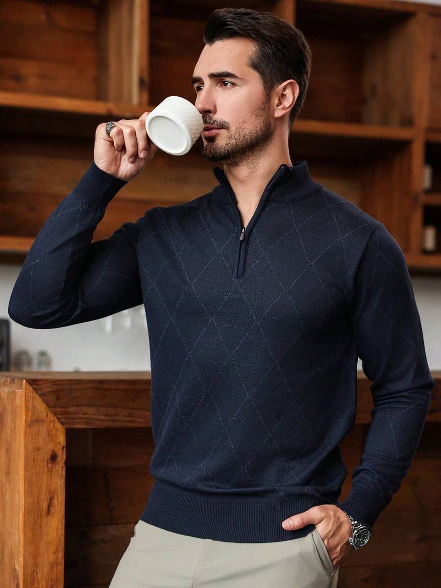 Men's half-zip long sleeve pullover — additional view