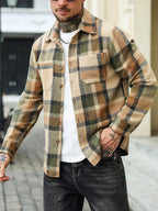 Men's checked button-up shacket