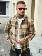 Men's checked button-up shacket — additional view