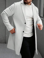 Men's button-up wool winter coat — detail view