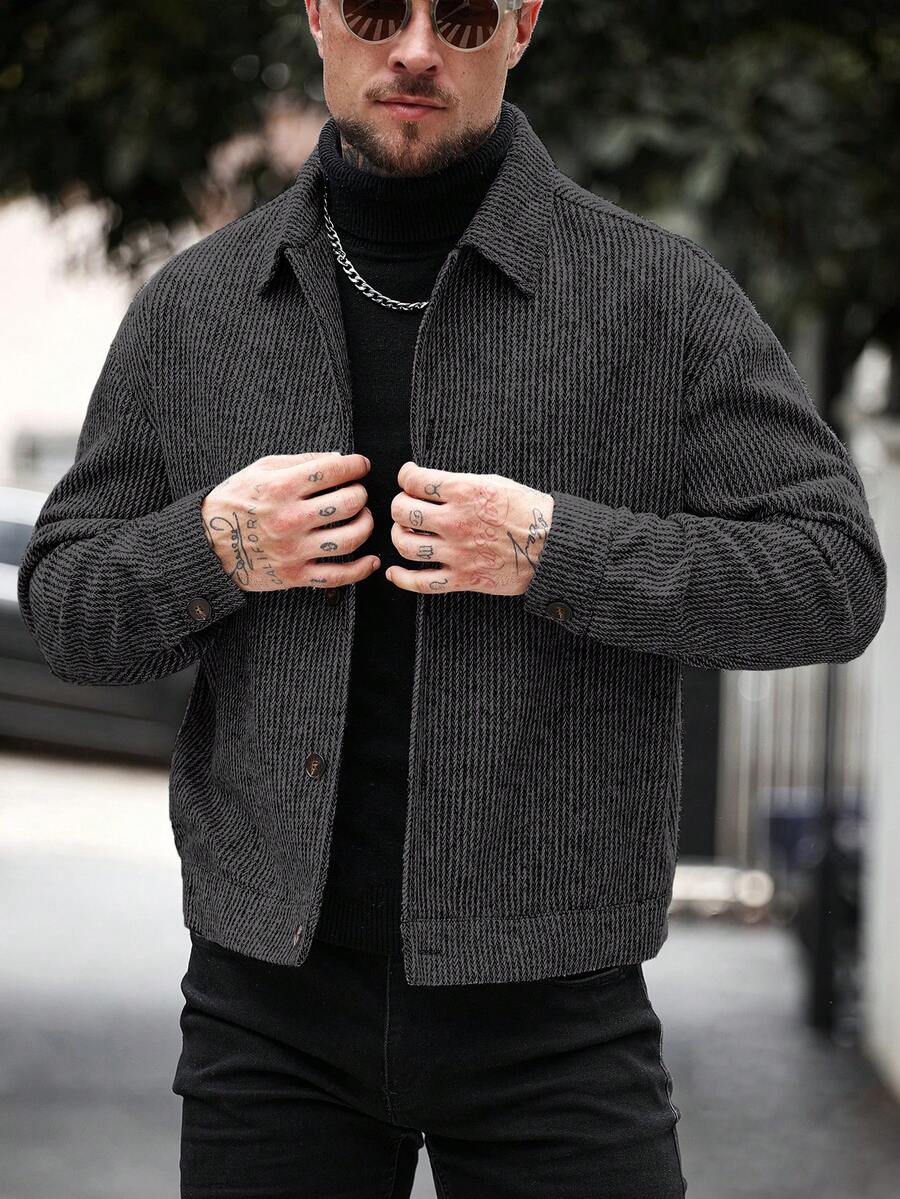 Men's textured knit button jacket — additional view