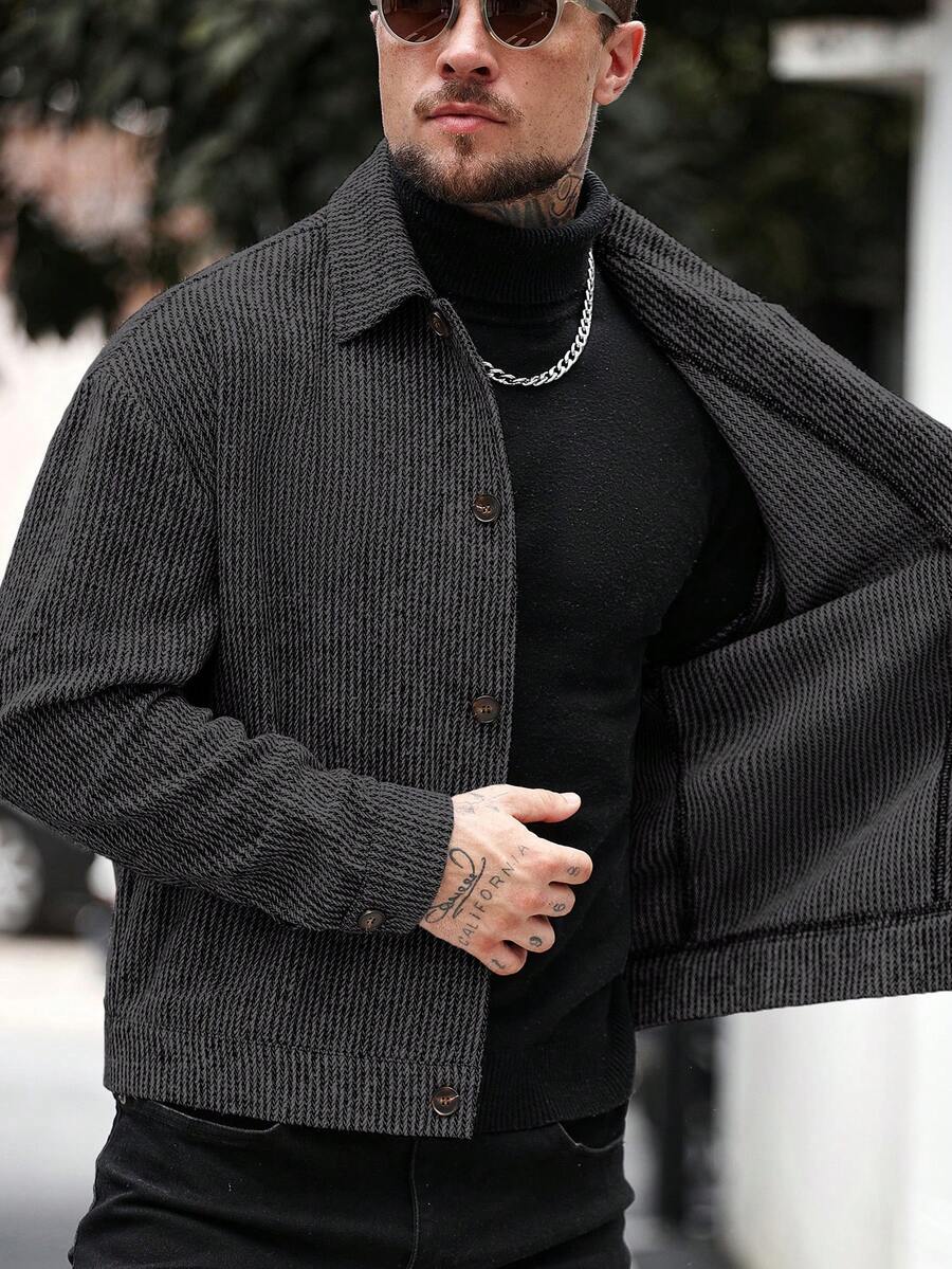 Men's single-breasted wool overcoat — additional view