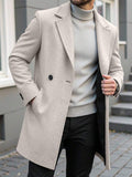 Men's button-up wool winter coat in apricot — additional view