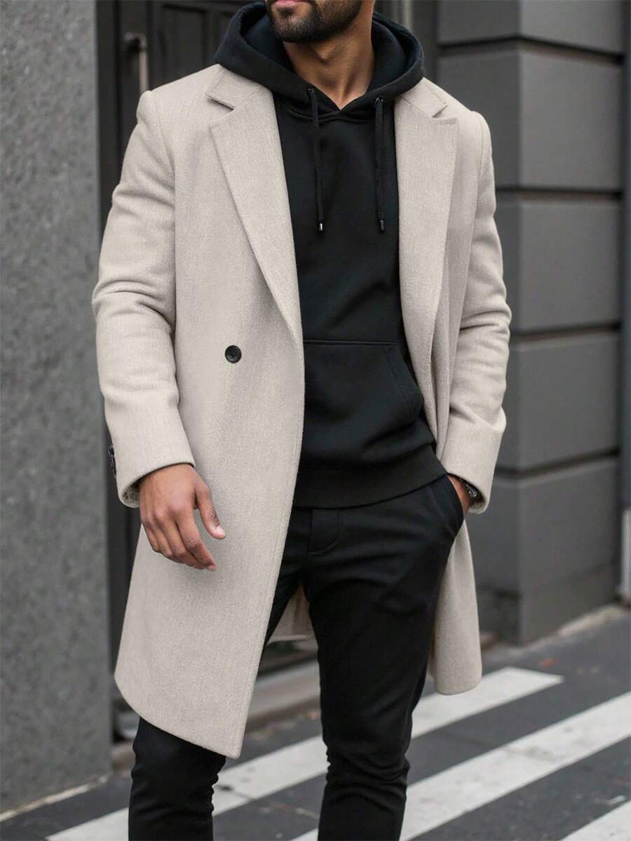 Men's button-up wool winter coat — additional view