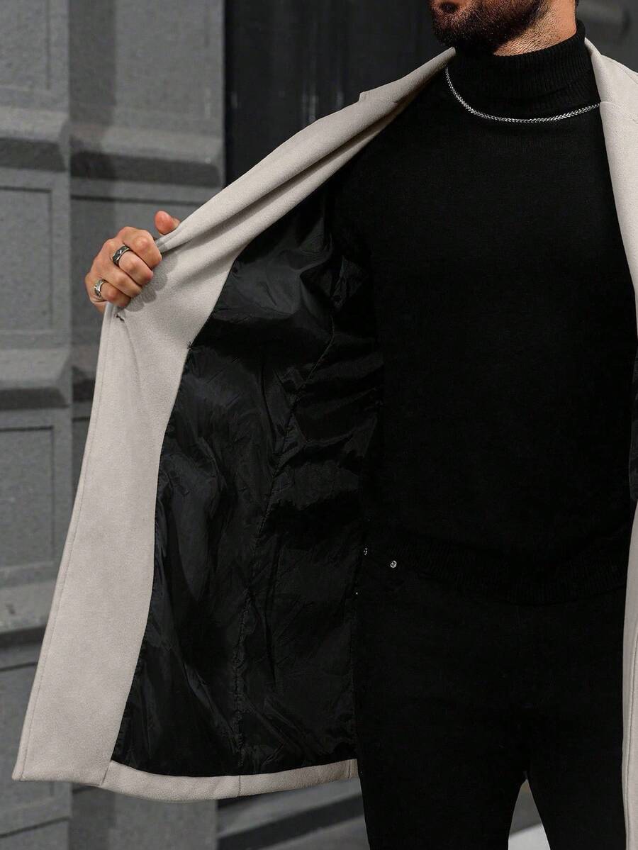 Men's button-up wool winter coat — additional view