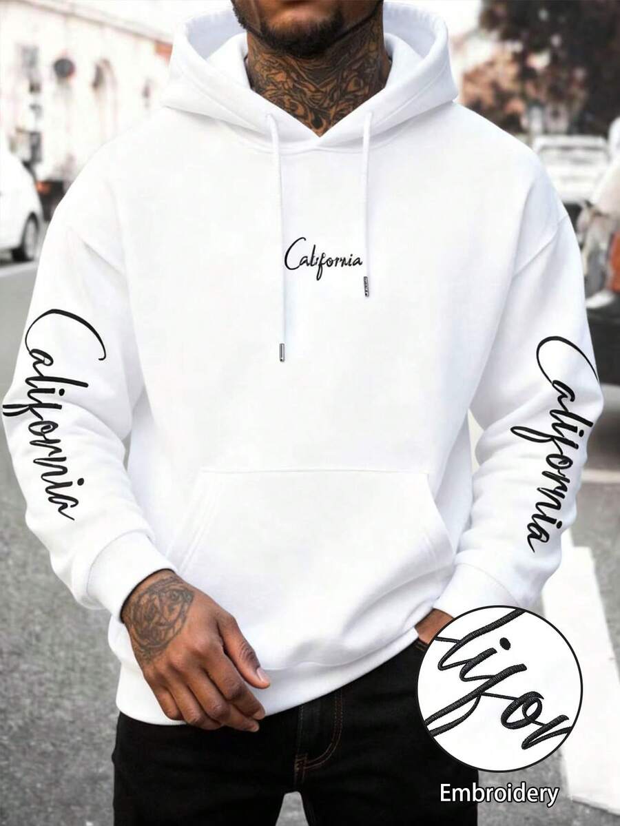 Men's hooded drawstring sweatshirt — additional view