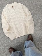 Men's half-zip cable-knit turtleneck sweater — alternate view
