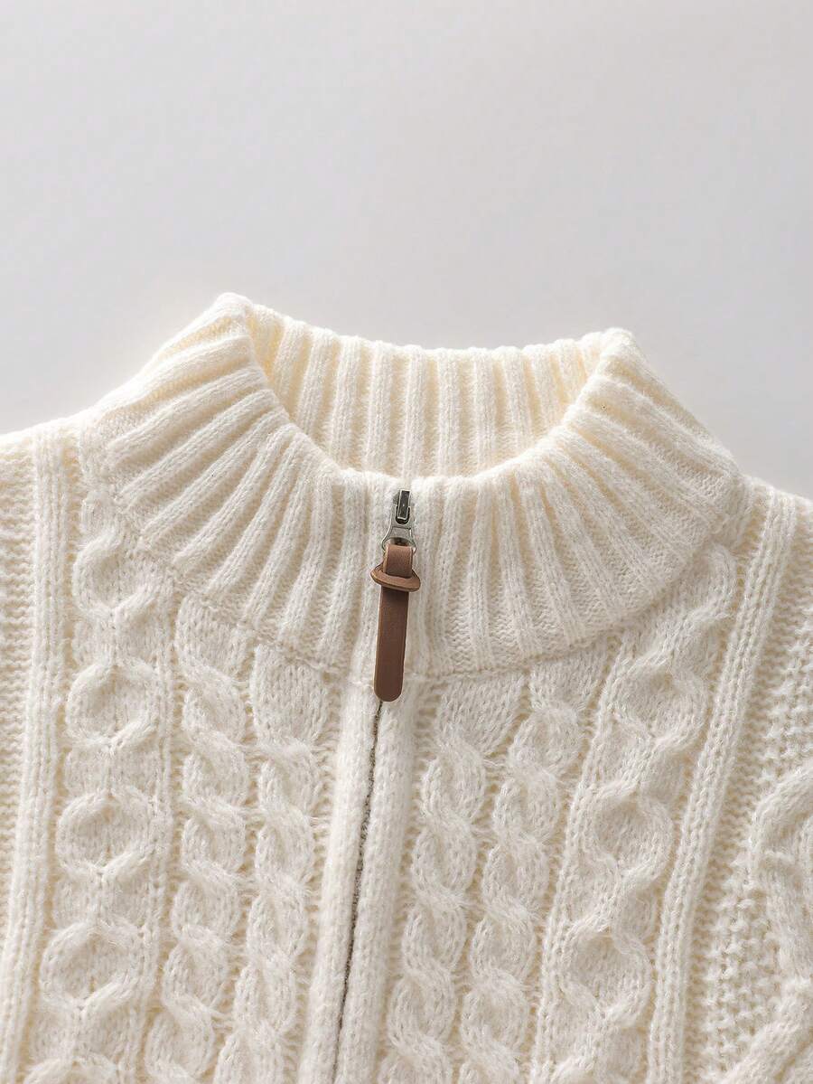 Men's half-zip cable-knit turtleneck sweater — additional view