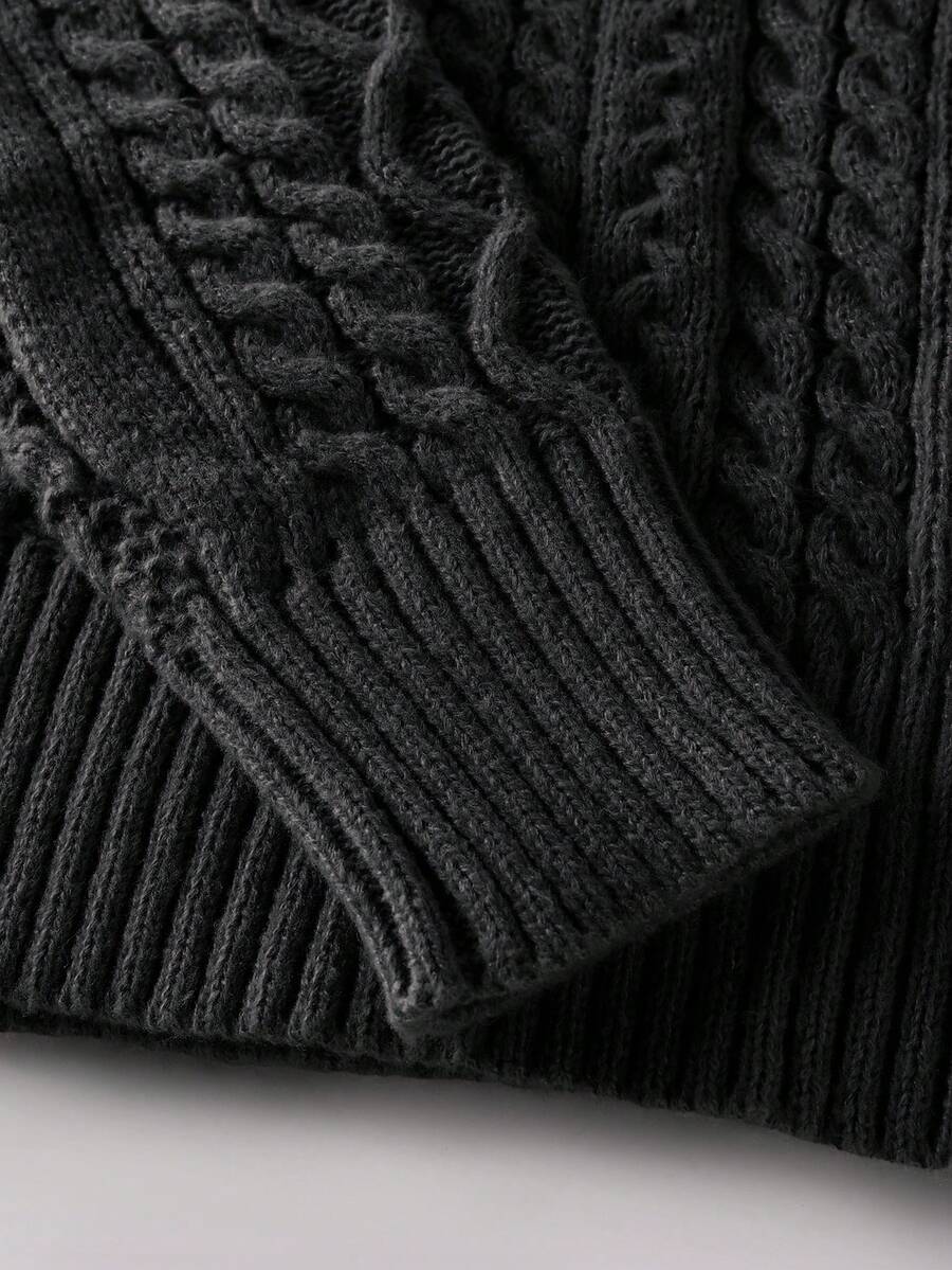 Men's half-zip cable-knit turtleneck sweater — additional view