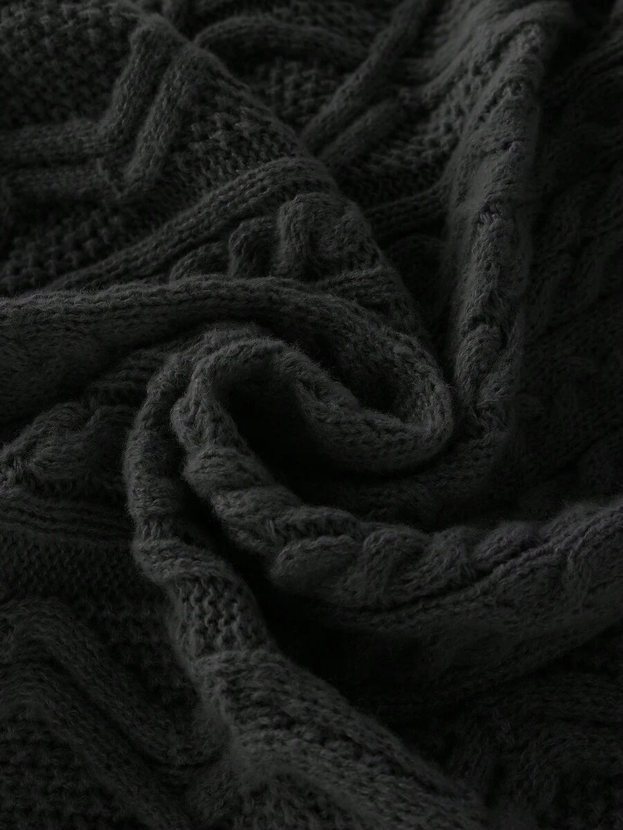 Men's half-zip cable-knit turtleneck sweater — additional view