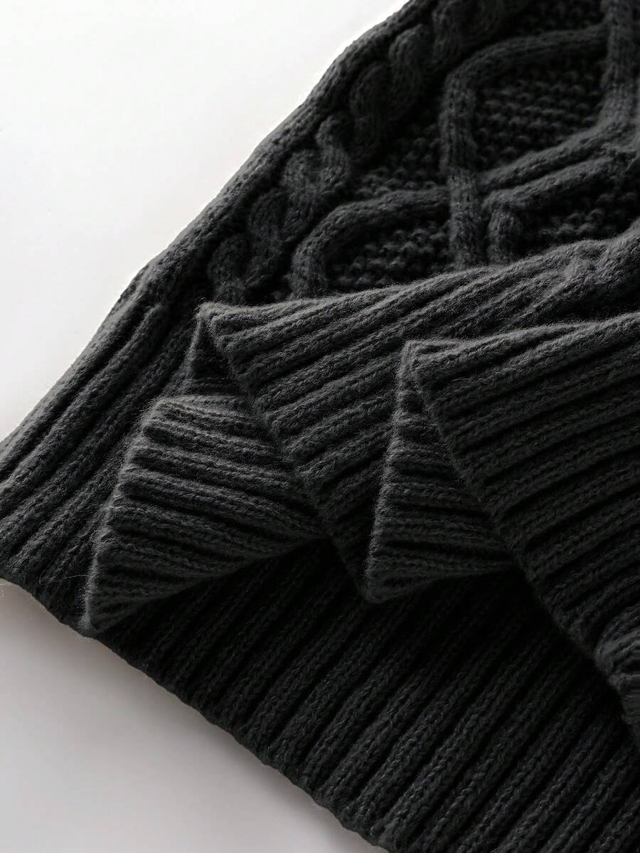 Men's half-zip cable-knit turtleneck sweater — additional view