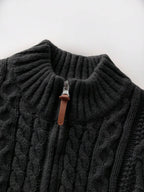 Men's half-zip cable-knit turtleneck sweater — additional view
