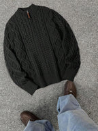 Men's half-zip cable-knit turtleneck sweater — additional view