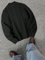 Men's half-zip cable-knit turtleneck sweater — additional view