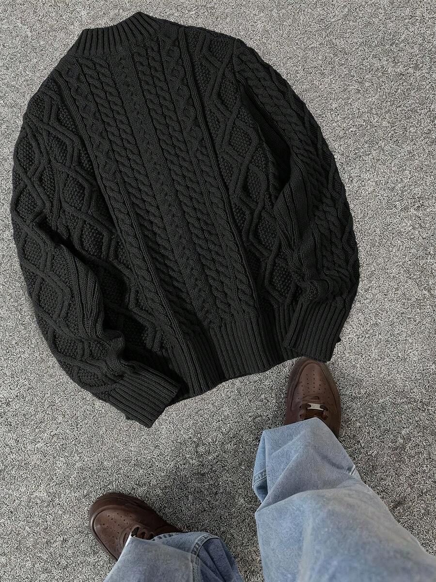 Men's half-zip cable-knit turtleneck sweater — additional view