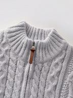 Men's half-zip cable-knit turtleneck sweater — additional view