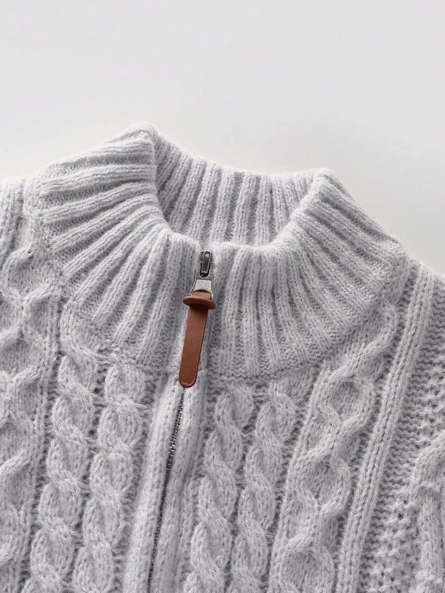 Men's half-zip cable-knit turtleneck sweater — additional view