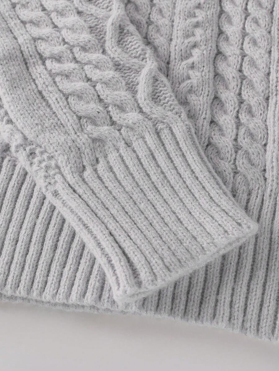 Men's half-zip cable-knit turtleneck sweater — additional view