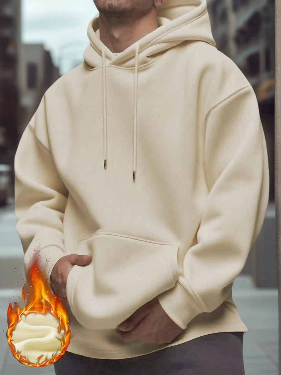 Men's drawstring long sleeve hoodie in apricot — additional view