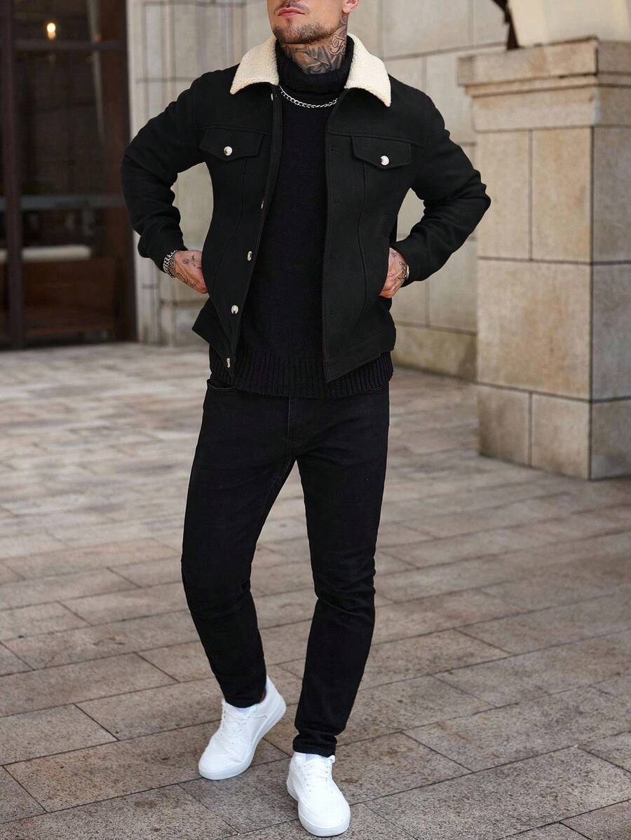 Men's teddy fleece cropped coat — additional view
