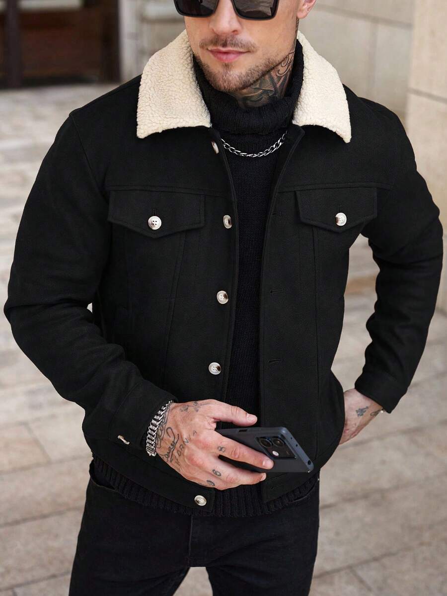 Men's teddy fleece cropped coat — additional view