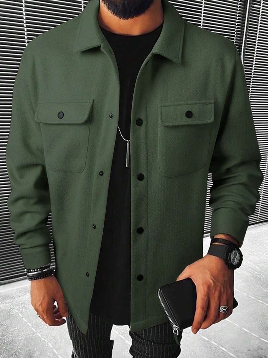 Men's single-breasted long sleeve shacket — additional view