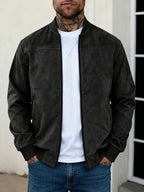 Men's zip-up faux suede bomber jacket — additional view