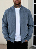 Men's zip-up faux suede bomber jacket in dusty blue