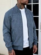 Men's zip-up faux suede bomber jacket — alternate view