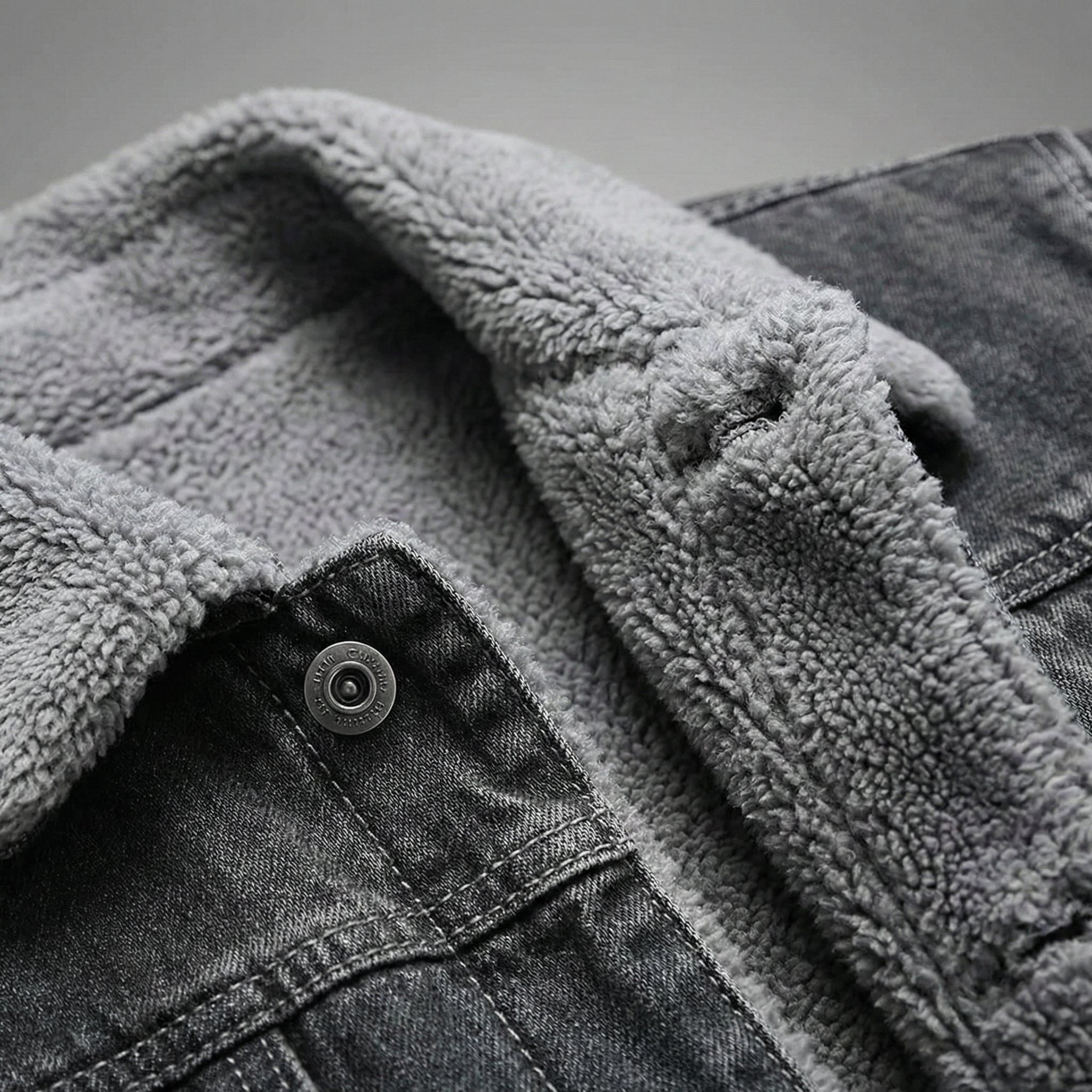 Men's fleece-lined casual denim jacket — additional view