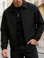 Men's lapel zip coach jacket in black